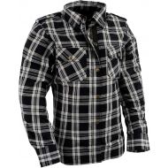 Milwaukee Leather MPL2600 Womens Black and White Armored Flannel Shirt with Kevlar Protection