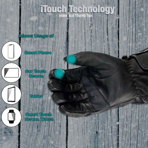  Milwaukee Leather Mens Heated Gantlet Gloves with Touch screen