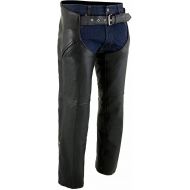 Milwaukee Leather ML1103 Mens Black Leather Chaps with Slash Pocket and Thermal Liner