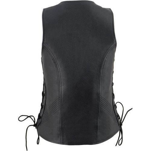  Milwaukee Leather MLL4531 Womens Black Open Neck’ Leather Vest with Side Laces - XXX-Large