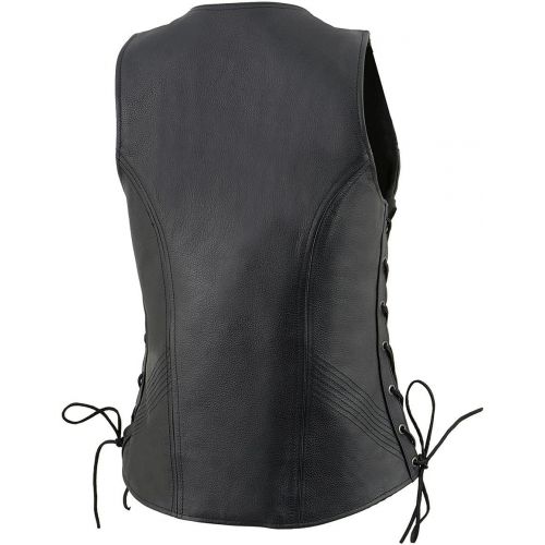  Milwaukee Leather MLL4531 Womens Black Open Neck’ Leather Vest with Side Laces - XXX-Large