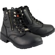 Milwaukee Leather MBL9320 Womens Black Lace-Up Moto Boots with Side Zipper - 5.5