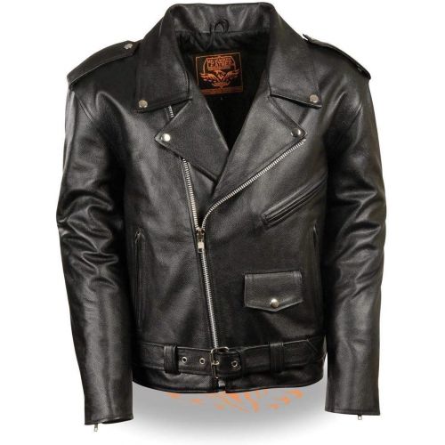  Milwaukee Leather-LKM1781-Mens Classic Police Style Black Leather Motorcycle Jacket - Black/Large - L