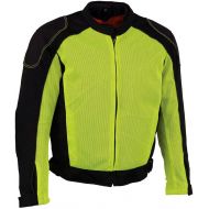 Milwaukee Leather MPM1790 Mens Black and Neon Green Hi Vis Mesh Racer Jacket with Removable Rain Jacket - 2X-Large