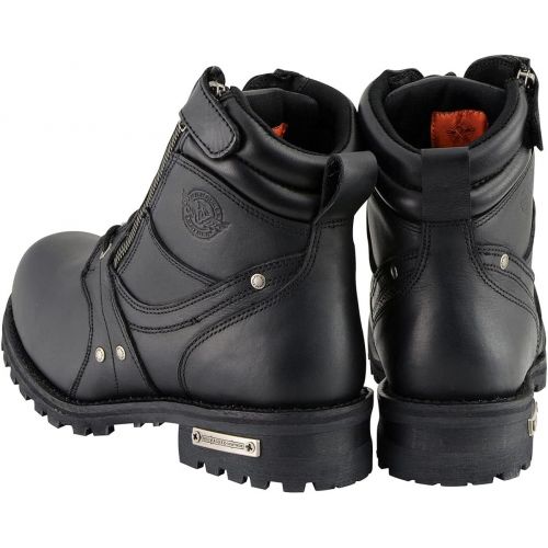  Milwaukee Leather MBM9050 Mens Black 6 inch Lace-Up Boots with Zipper Closure