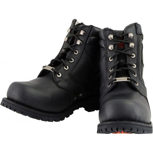  Milwaukee Leather MBM9050 Mens Black 6 inch Lace-Up Boots with Zipper Closure