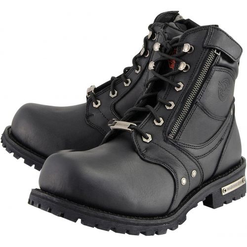  Milwaukee Leather MBM9050 Mens Black 6 inch Lace-Up Boots with Zipper Closure