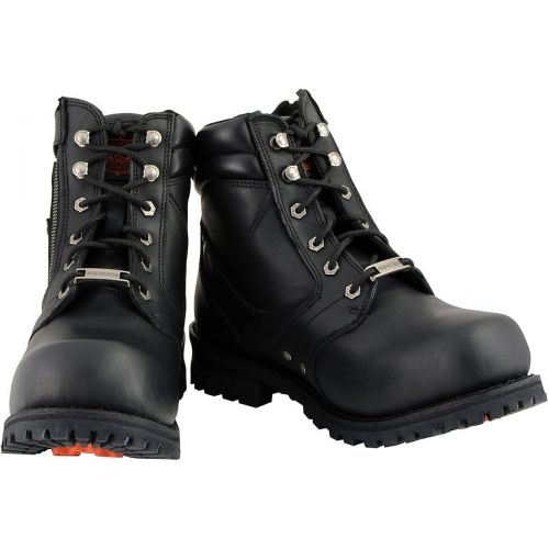  Milwaukee Leather MBM9050 Mens Black 6 inch Lace-Up Boots with Zipper Closure