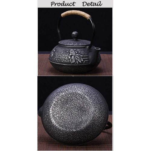  Milworld tetsubin Cast iron Tea Kettle workshop Healthy japanese fish pattern Teapot with Stainless Steel Infuser（30.4oz）