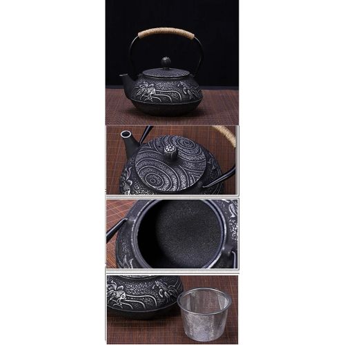  Milworld tetsubin Cast iron Tea Kettle workshop Healthy japanese fish pattern Teapot with Stainless Steel Infuser（30.4oz）