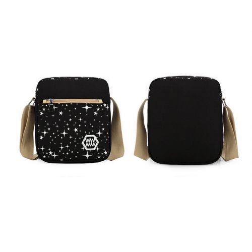  Mily 3 Pcs Galaxy Star Canvas Backpack Set School Book Bag Set Black