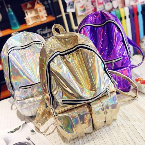  Ships From US-Mily Hologram Laser PU Backpack