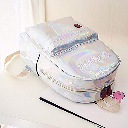  Mily Holographic Laser Backpack Big Capacity Casual Travel Backpack School Bag (Sliver)