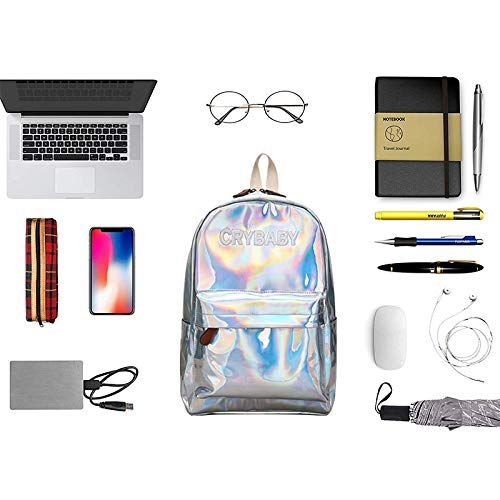  Mily Holographic Laser Backpack Big Capacity Casual Travel Backpack School Bag (Sliver)