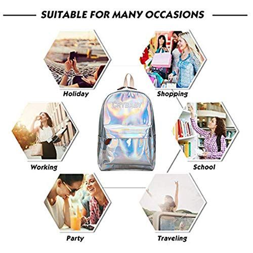  Mily Holographic Laser Backpack Big Capacity Casual Travel Backpack School Bag (Sliver)