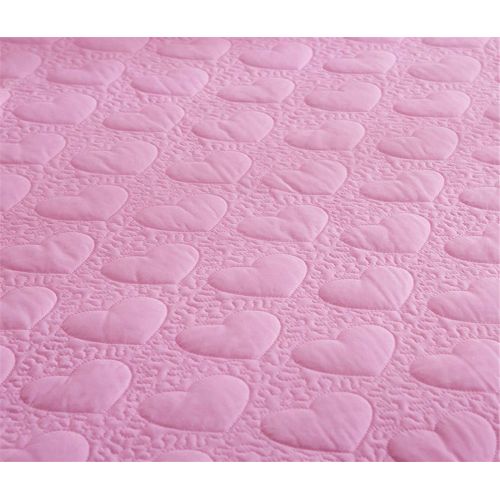  Mily Lotus Karen Princess Style Pink Bed Skirt Beautiful 3 Layer Lace Ruffle 18 Inches Quilted Bed Skirt for Girls Bed Including 2 Pillowcases