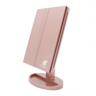 Milzie Makeup Vanity Mirror with 44 Natural White LED Lights, 3x/5x/10x Magnification Lighted Makeup Mirror, Extra Large Unique Tri-Fold Design with Touch Screen, Countertop Cosmet