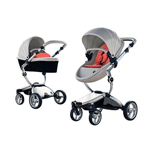  Mima Xari Stroller Authorized Seller (Aluminum Chassis, Argento Seat, Coral Red Starter Pack)