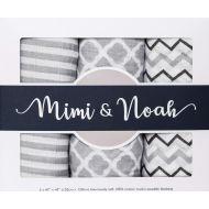 Muslin Baby Swaddle Blankets by Mimi & Noah - 3 Large Luxury 100% Cotton Blankets - Perfect for Girls and Boys Tummy Time, Feeding Cloth, Stroller Cover, Burp Cloth, Swaddling and