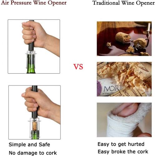  [아마존베스트]Air Pressure Pump Opener, Mincham Wine Cork Remover Pump, Easy to Use Wine Opener, Foil Cutter, Simple Wine Bottle Opener, Wine Lover Gift