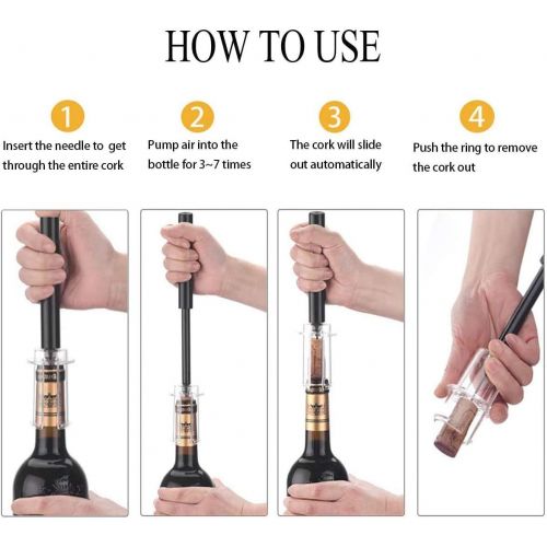  [아마존베스트]Air Pressure Pump Opener, Mincham Wine Cork Remover Pump, Easy to Use Wine Opener, Foil Cutter, Simple Wine Bottle Opener, Wine Lover Gift