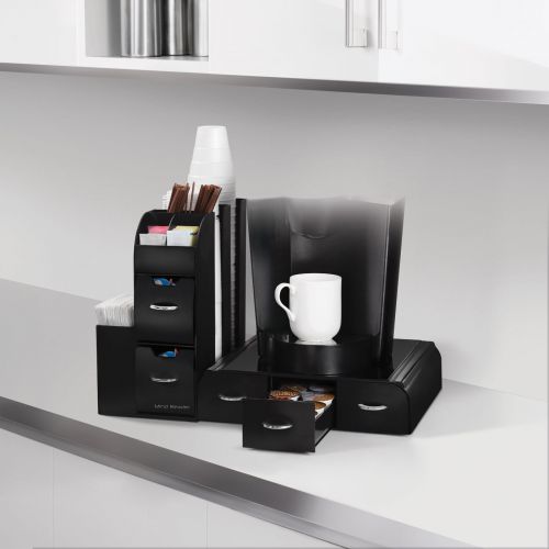  Mind Reader 2-Piece K-Cup Single Serve Coffee Pod Drawer and Condiment Organizer Caddy Station, Black