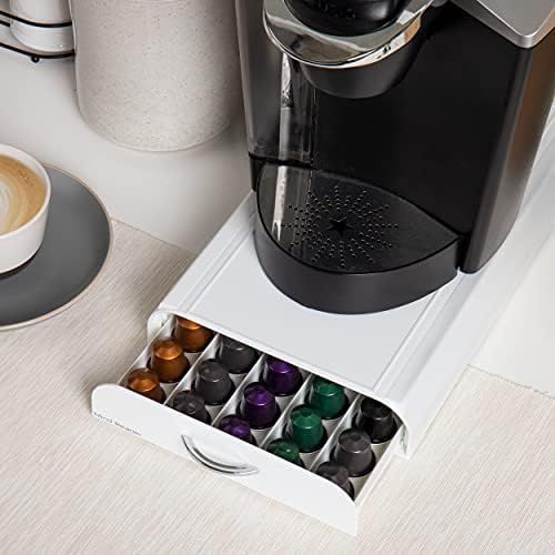  Mind Reader Anchor fuer 50 Nespresso Kapseln, White Kaffee Pod Storage Schublade