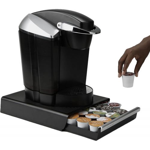  Mind Reader Single Serve Coffee Pod Drawer and Holder, 30 Capacity Coffee Station and Pod Capsule Storage Organizer, Pull Out Tray for Condiments, Coffee Accessories Black, 13.07 L