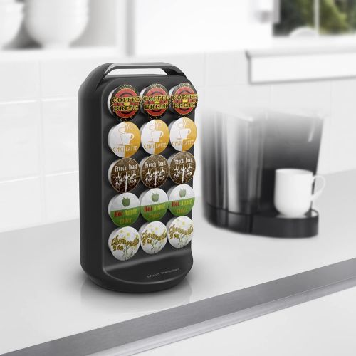  [아마존베스트]Mind Reader 30-Capacity Carousel Storage, Black Coffee Pod Holder, 6.85 x 6.85 x 12.52