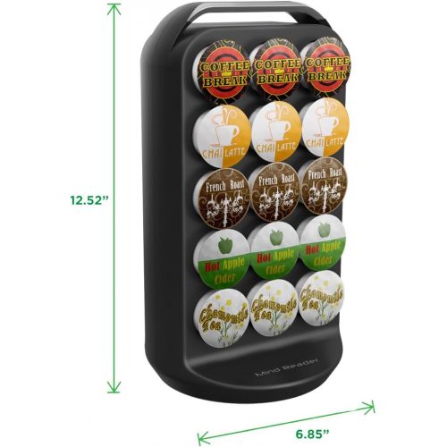  [아마존베스트]Mind Reader 30-Capacity Carousel Storage, Black Coffee Pod Holder, 6.85 x 6.85 x 12.52