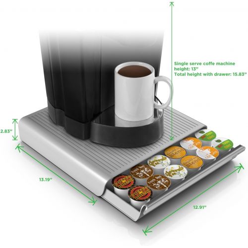  Mind Reader 36 Capacity K-Cup Single Serve Coffee Pod Storage Drawer Organizer, Grey