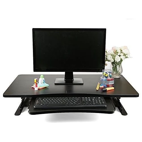  Mind Reader SDPATENT-BLK Home Office Standing Desk with Keyboard Storage, Black