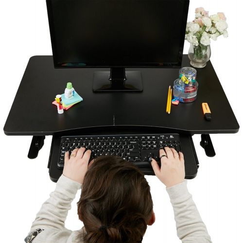  Mind Reader SDPATENT-BLK Home Office Standing Desk with Keyboard Storage, Black