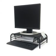 Mind Reader MESHMONSTA-BLK Metal Mesh Monitor Stand and Desk Organizer with Drawer, Black