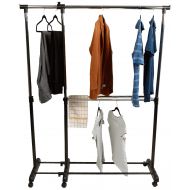 Mind Reader Single Rail Clothing Garment Rack, Extendable, Black