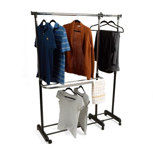  Mind Reader Single Rail Clothing Garment Rack, Extendable, Black