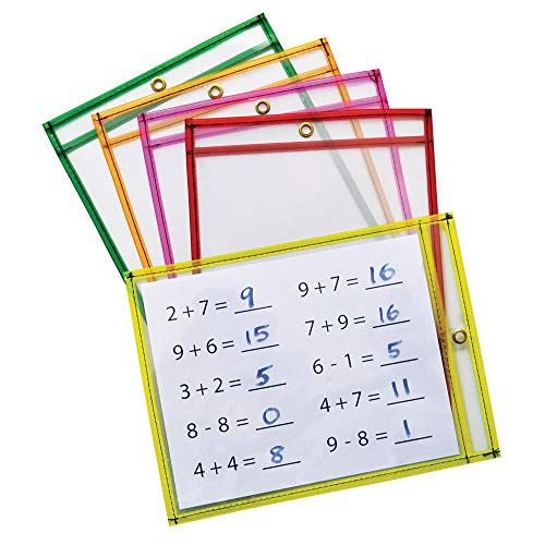  Mind Sparks Dry Erase Pockets (25 Piece), Neon, 9 x 12