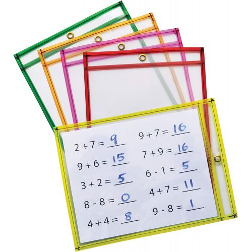  Mind Sparks Dry Erase Pockets (25 Piece), Neon, 9 x 12