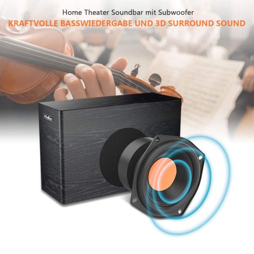  [아마존 핫딜]  [아마존핫딜]MindKoo Soundbar mit Subwoofer, Heimkino Bluetooth Lautsprecher System fuer TV Gerate (2.1 Kanal, Kraftvoller Bass, 3D Surround Sound,Kabel Verbindung,Touch-Taste)
