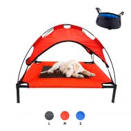 Mindful Grasshopper Elevated Dog Cot with Canopy Shade | Raised Breathable Bed for Cooling | Durable Chew Resistant Tent Construction | Indoor Outdoor Waterproof Pet Cots | Small M