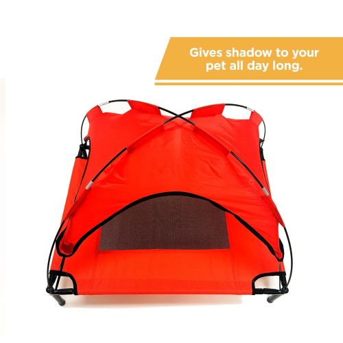  Mindful Grasshopper Elevated Dog Cot with Canopy Shade | Raised Breathable Bed for Cooling | Durable Chew Resistant Tent Construction | Indoor Outdoor Waterproof Pet Cots | Small M