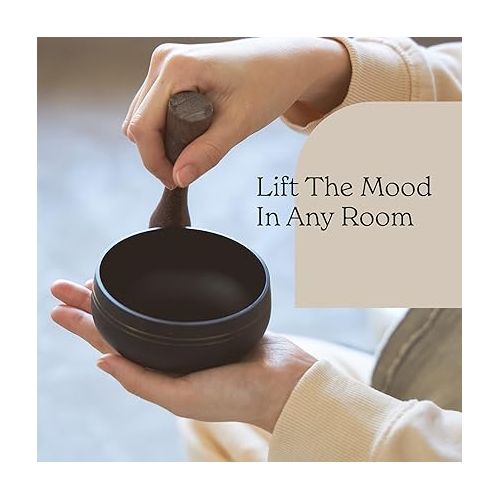  Mindful & Modern Tibetan Singing Bowl Set | Deepen Your Meditation and Yoga Practice | Experience Mindfulness & Stress Relief | Beautifully Designed & Provides Excellent Sound | Chakra Healing | Black
