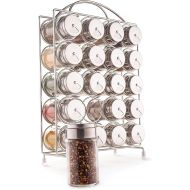 Spice Rack Organizer with Set of 20 Glass Spice Jars Included by Mindspace - Spices and Seasoning Rack for Countertop or Cabinet The Wire Collection, Chrome