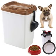 MineDecor Dog Food Container 2 in 1 Portable Pet Travel Mug Dog Food Dispenser Water Botter with Collapsible Bowl for Walking Running Hiking Outdoor