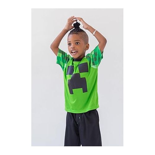  Minecraft Skeleton Enderman Zombie T-Shirt and Mesh Shorts Outfit Set Little Kid to Big Kid