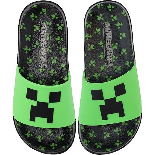  Minecraft Boys' Sport Slide Sandals, Comfort Casual Pool Slide Outdoor
