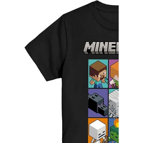  Minecraft Boys Video Game T-Shirt - Black and Green Creeper Face - Official Shirt