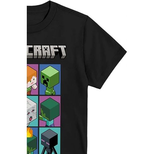  Minecraft Boys Video Game T-Shirt - Black and Green Creeper Face - Official Shirt