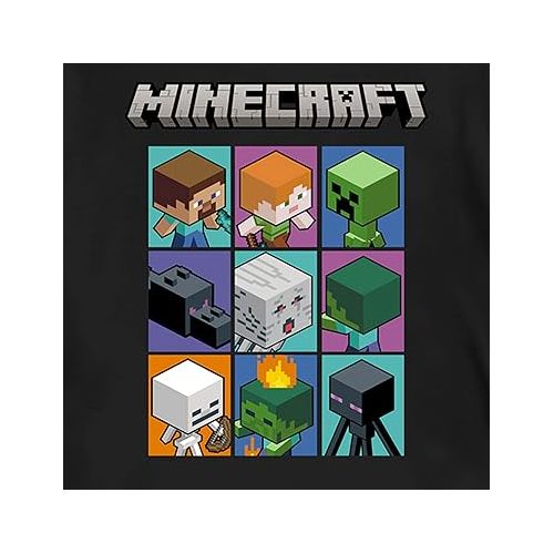  Minecraft Boys Video Game T-Shirt - Black and Green Creeper Face - Official Shirt