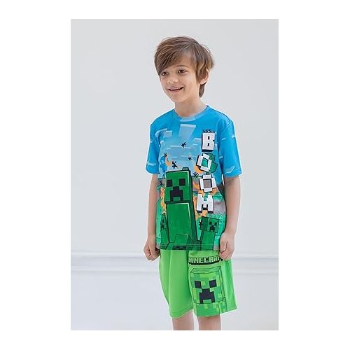  Minecraft Creeper T-Shirt and Shorts Outfit Set Little Kid to Big Kid